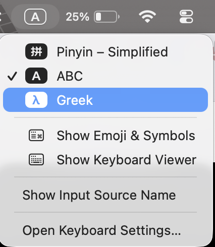 Enable greek keyboard on macos